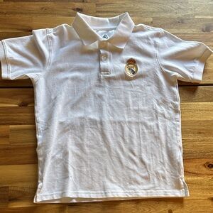 Real Madrid Kids White Polo Shirt with Crest (Size 11/12)